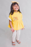 Girl Yellow Gond Elephant Top Set
