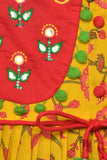 Girl Yellow Pink Jaal Angrakha Dhoti Set