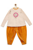 Girl White Krishna Lotus Feet Dhoti Set