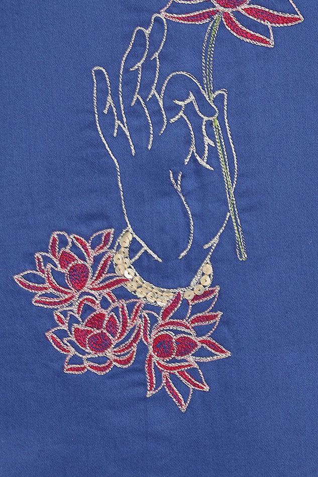 Girls Blue Divine Hand Kurta Set