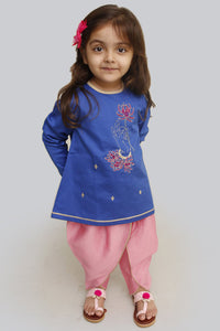 Girls Blue Divine Hand Kurta Set