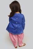 Girls Blue Divine Hand Kurta Set