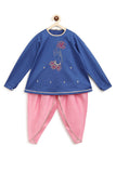Girls Blue Divine Hand Kurta Set